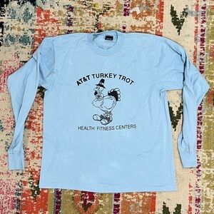 Vintage AT&T Turkey Trot Blue 1980s Screen Stars Graphic Tee Tshirt